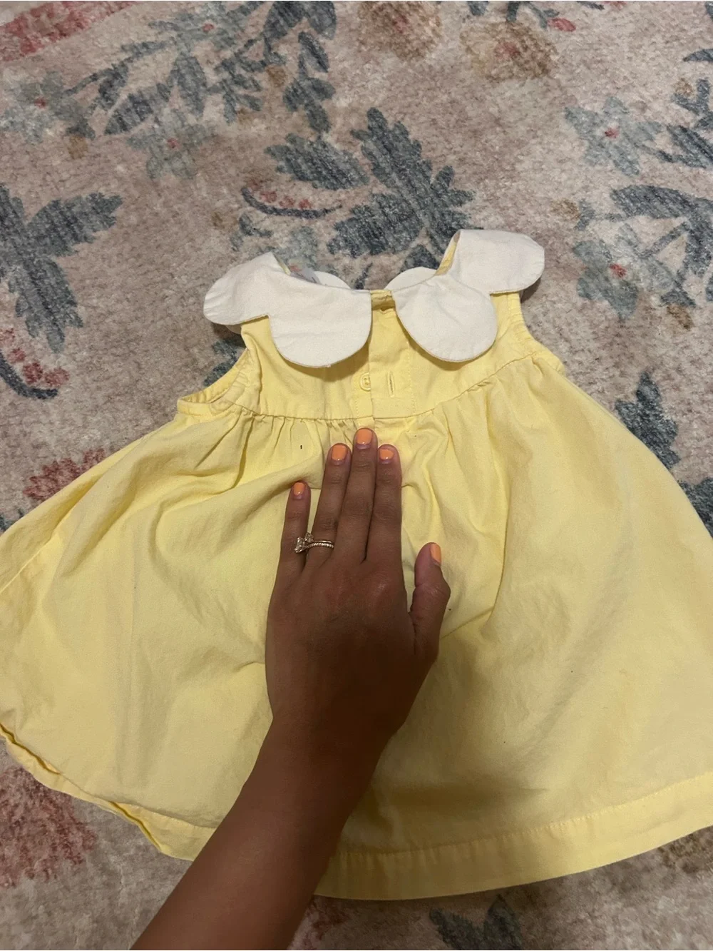 Hanna Andersson Yellow Baby Dress with Scalloped White Collar + Bloomers